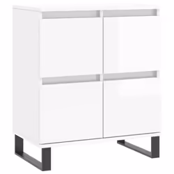 vidaXL Sideboard Storage Side Cabinet Cupboards 2 pcs White Engineered Wood - high gloss white, 3 pcs - Additional view 4