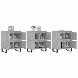 vidaXL Sideboard Storage Side Cabinet Cupboards 2 pcs White Engineered Wood - concrete grey, 3 pcs