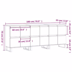 vidaXL Sideboard Storage Side Cabinet Cupboards 2 pcs White Engineered Wood - concrete grey, 3 pcs