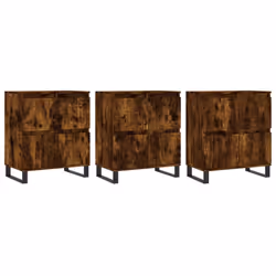 vidaXL Sideboard Storage Side Cabinet Cupboards 2 pcs White Engineered Wood - smoked oak, 3 pcs