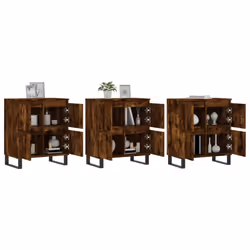 vidaXL Sideboard Storage Side Cabinet Cupboards 2 pcs White Engineered Wood - smoked oak, 3 pcs
