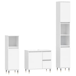 vidaXL Bathroom Furniture Set Cabinet Vanity Unit 3 Piece Engineered Wood - white
