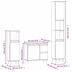 vidaXL Bathroom Furniture Set Cabinet Vanity Unit 3 Piece Engineered Wood - white