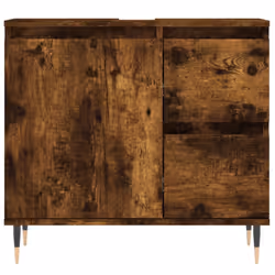 vidaXL Bathroom Furniture Set Cabinet Vanity Unit 3 Piece Engineered Wood - smoked oak - Additional view 9