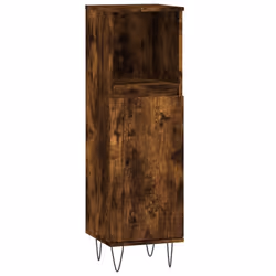 vidaXL Bathroom Furniture Set Storage Cabinet 3 Piece White Engineered Wood - smoked oak - Additional view 6
