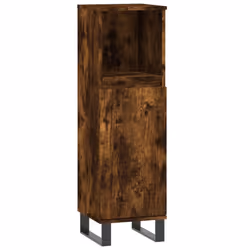 vidaXL Bathroom Furniture Set Storage Cabinet 3 Piece White Engineered Wood - smoked oak - Additional view 6