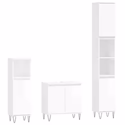 vidaXL Bathroom Furniture Set 3 Piece Cabinet High Gloss White Engineered Wood - high gloss white