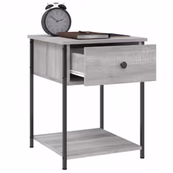 vidaXL Bedside Tables Side Table Nightstand 2 pcs Sonoma Oak Engineered Wood - grey sonoma, 2 pcs - Additional view 4