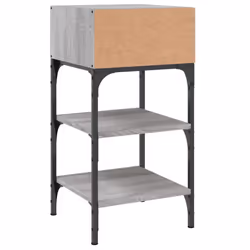 vidaXL Bedside Tables Side Table Nightstand 2 pcs Sonoma Oak Engineered Wood - grey sonoma, 2 pcs - Additional view 6