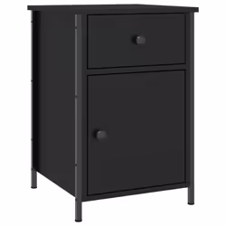 vidaXL Bedside Cabinet Bedside Table Side Table Sonoma Oak Engineered Wood - black