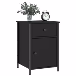 vidaXL Bedside Cabinet Bedside Table Side Table Sonoma Oak Engineered Wood - black