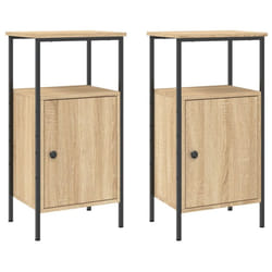 vidaXL Bedside Cabinets Side Table Nightstand 2 pcs Sonoma Oak Engineered Wood - sonoma oak
