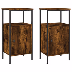 vidaXL Bedside Cabinets Side Table Nightstand 2 pcs Sonoma Oak Engineered Wood - smoked oak, 2 pcs