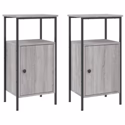 vidaXL Bedside Cabinets Side Table Nightstand 2 pcs Sonoma Oak Engineered Wood - grey sonoma, 2 pcs
