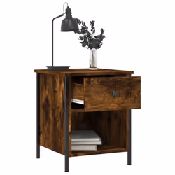 vidaXL Bedside Cabinets Nightstand Bed Table 2 pcs Sonoma Oak Engineered Wood - smoked oak, 2 pcs - Additional view 4