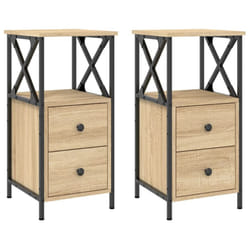 vidaXL Bedside Cabinets Nightstand Bedside Table 2 pcs Black Engineered Wood - sonoma oak, 2 pcs