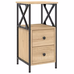 vidaXL Bedside Cabinets Nightstand Bedside Table 2 pcs Black Engineered Wood - sonoma oak, 2 pcs