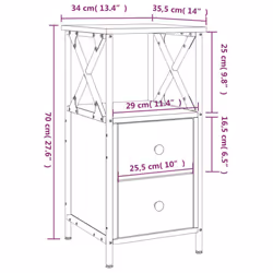 vidaXL Bedside Cabinets Nightstand Bedside Table 2 pcs Black Engineered Wood - sonoma oak, 2 pcs