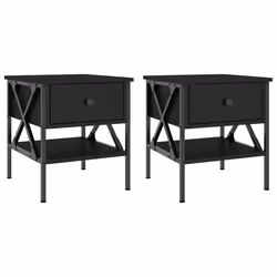 VidaXL 825954, Black, Iron, Wood, 400 mm, 420 mm, 450 mm, 2 pc(s)