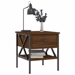 vidaXL Bedside Tables Side Table Nightstand 2 pcs Brown Oak Engineered Wood - Additional view 2