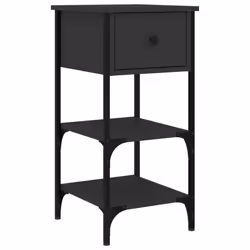 vidaXL Bedside Cabinets Side Table Nightstand Bedside Table Engineered Wood - black, 1 pcs