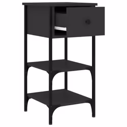 vidaXL Bedside Cabinets Side Table Nightstand Bedside Table Engineered Wood - black, 1 pcs - Additional view 4