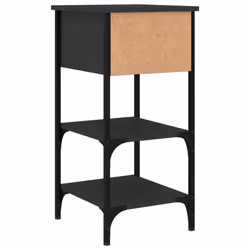 vidaXL Bedside Cabinets Side Table Nightstand Bedside Table Engineered Wood - black, 1 pcs - Additional view 7