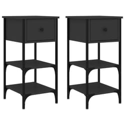 vidaXL Bedside Cabinets Side Table Nightstand Bedside Table Engineered Wood - black, 2 pcs