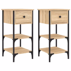 vidaXL Bedside Cabinets Side Table Nightstand Bedside Table Engineered Wood - sonoma oak, 2 pcs