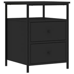 vidaXL Bedside Cabinet Bedside Table Side Table Smoked Oak Engineered Wood - black