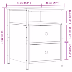 vidaXL Bedside Cabinet Bedside Table Side Table Smoked Oak Engineered Wood - black