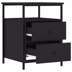 vidaXL Bedside Cabinet Bedside Table Side Table Smoked Oak Engineered Wood - black - Additional view 5