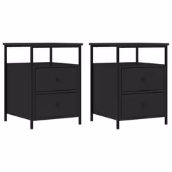 vidaXL Bedside Cabinets Nightstand Bed Table 2 pcs Sonoma Oak Engineered Wood - black