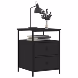 vidaXL Bedside Cabinets Nightstand Bed Table 2 pcs Sonoma Oak Engineered Wood - black