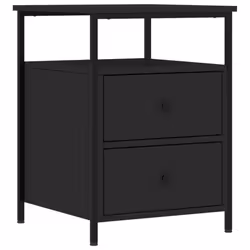 vidaXL Bedside Cabinets Nightstand Bed Table 2 pcs Sonoma Oak Engineered Wood - black - Additional view 4