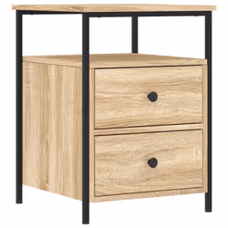 vidaXL Bedside Cabinet Bedside Table Side Table Smoked Oak Engineered Wood - sonoma oak
