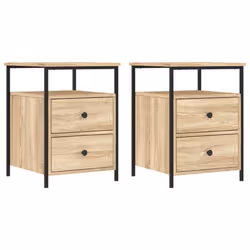 vidaXL Bedside Cabinets Nightstand Bed Table 2 pcs Sonoma Oak Engineered Wood - sonoma oak