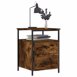 vidaXL Bedside Cabinet Bedside Table Side Table Smoked Oak Engineered Wood - smoked oak