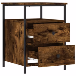 vidaXL Bedside Cabinet Bedside Table Side Table Smoked Oak Engineered Wood - smoked oak - Additional view 5