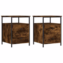 vidaXL Bedside Cabinets Nightstand Bed Table 2 pcs Sonoma Oak Engineered Wood - smoked oak