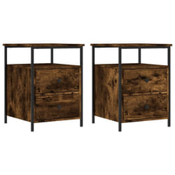 vidaXL Bedside Cabinets Nightstand Bed Table 2 pcs Sonoma Oak Engineered Wood - smoked oak
