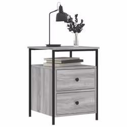 vidaXL Bedside Cabinet Bedside Table Side Table Smoked Oak Engineered Wood - grey sonoma