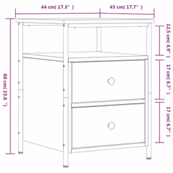 vidaXL Bedside Cabinet Bedside Table Side Table Smoked Oak Engineered Wood - grey sonoma