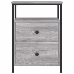 vidaXL Bedside Cabinets Nightstand Bed Table 2 pcs Sonoma Oak Engineered Wood - grey sonoma - Additional view 5