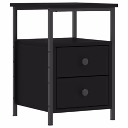 vidaXL Bedside Cabinet Bedside Table Telephone Table Black Engineered Wood - black