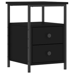 vidaXL Bedside Cabinet Bedside Table Telephone Table Black Engineered Wood - black