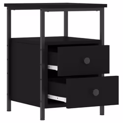 vidaXL Bedside Cabinet Bedside Table Telephone Table Black Engineered Wood - black - Additional view 4