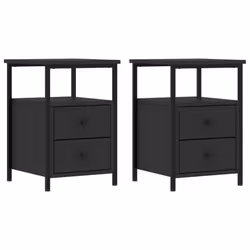 vidaXL Bedside Cabinets Nightstand Bed Table 2 pcs Sonoma Oak Engineered Wood - black