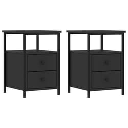 vidaXL Bedside Cabinets Nightstand Bed Table 2 pcs Sonoma Oak Engineered Wood - black
