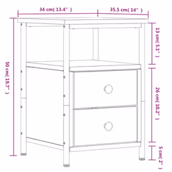 vidaXL Bedside Cabinets Nightstand Bed Table 2 pcs Sonoma Oak Engineered Wood - black